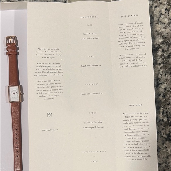 NEW Maven Elegant Brown Italian Leather Women's Watch - Picture 4 of 5